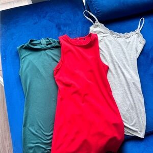 Stylish Women's Sleeveless Tops - Red, Green, Gray